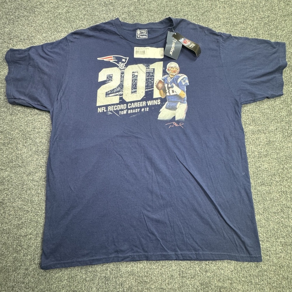 Tom Brady New England Patriots Fanatics Shirt Mens 2XL Navy 201 Wins NFL‎ Record